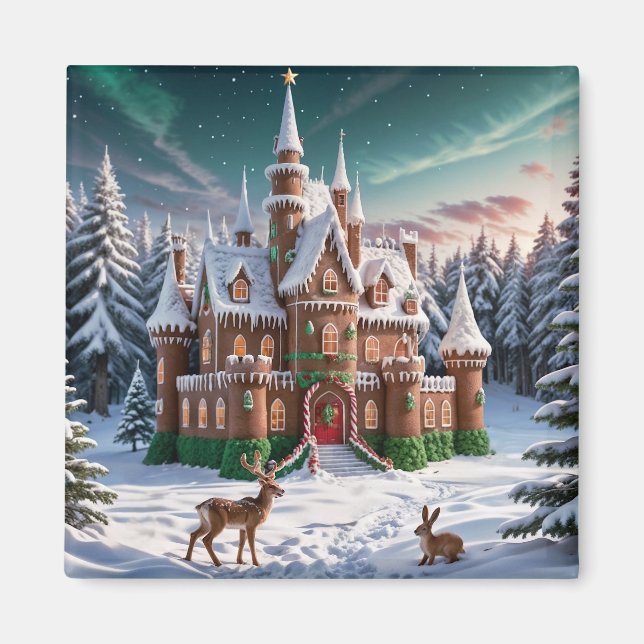 Gingerbröd Castle från julskogen Magnet (Framsidan)