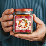 Gingerbröd Citrus Cookie Spice Handmade jul Fyrkantigt Klistermärke<br><div class="desc">Den här festliga utformningen skapades med min söta krans av skandinaviska inspirerade kakor som formas som en pepparkaksgubbe, en Julgran, och en stjärna omgiven av citrusfrukter, torkade kryddor, grönska och bär som framkallar en känsla av ett varmt stuvkök vid morméet fylld med helgdag bakverk! Kompilerad av en klassisk gingham i...</div>