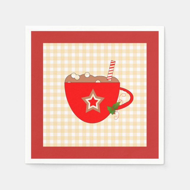Gingerbröd Cocoa Gingham Napkins Pappersservett (Framsidan)