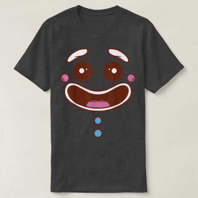 Gingerbröd Cookie Ansikte Lycklig Candy Food T Shirt (Design framsida)