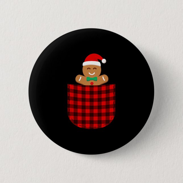 Gingerbröd Cookie Buffalo Red Play Cket Christma Knapp (Framsida)