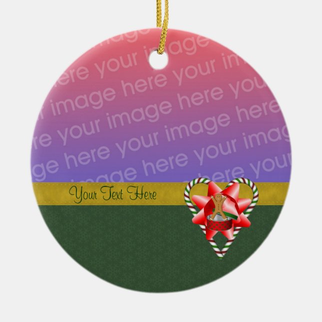 Gingerbröd Cookie Candy cane Helgdag Photo Ornam Julgransprydnad Keramik (Framsidan)