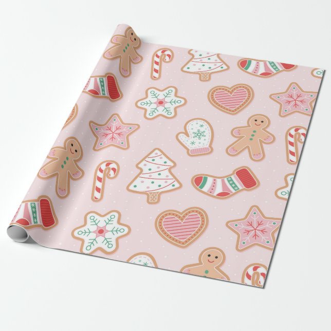 Gingerbröd Cookie Delight Mönster Presentpapper (Utrullad)
