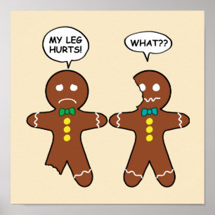 Gingerbröd Cookie jul Humor Beige Poster