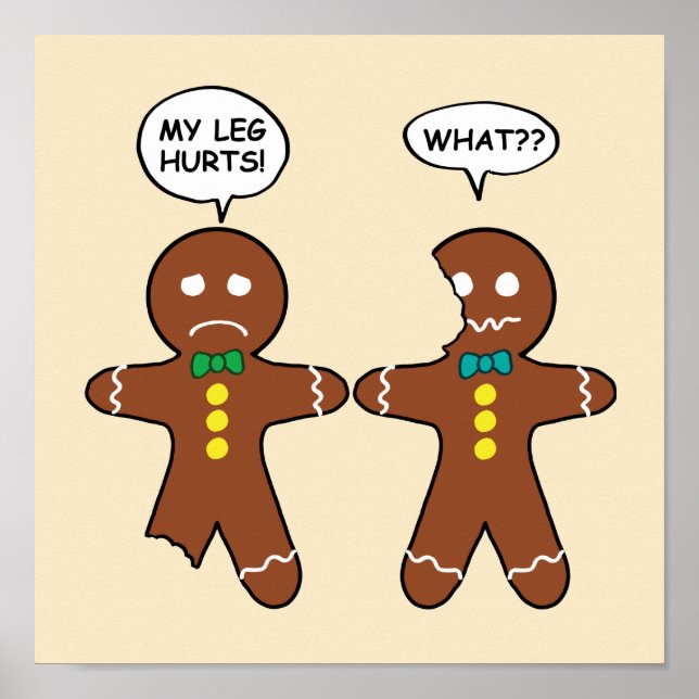 Gingerbröd Cookie jul Humor Beige Poster (Framsidan)