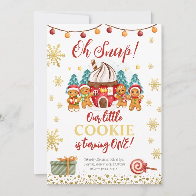 Gingerbröd cookie Jul-inbjudan på födelsedagen Inbjudningar (Framsida)