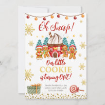 Gingerbröd cookie Jul-inbjudan på födelsedagen