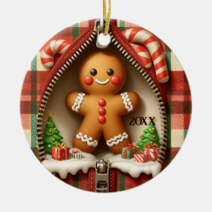 Gingerbröd Cookie Julgransprydnad Keramik