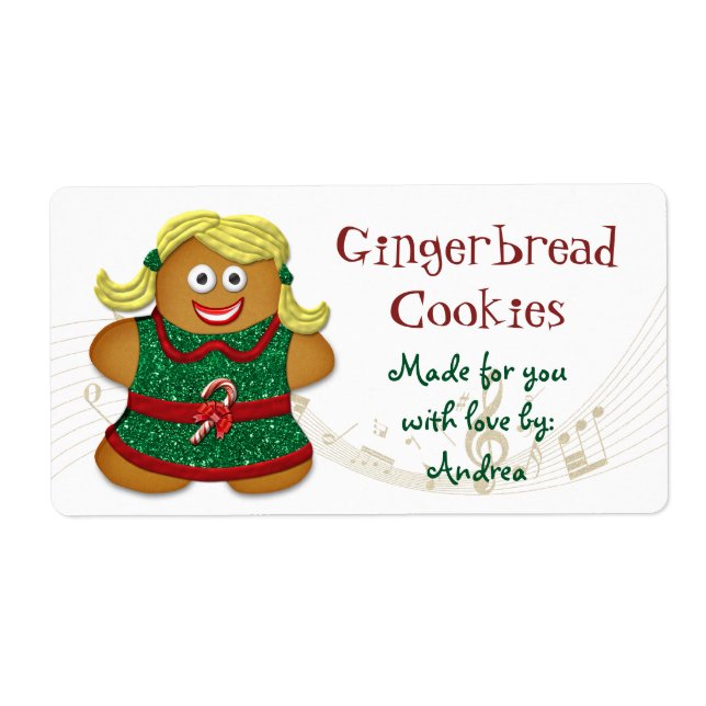 Gingerbröd Cookie-julklapp Märkre Sticker Fraktsedel (Framsidan)