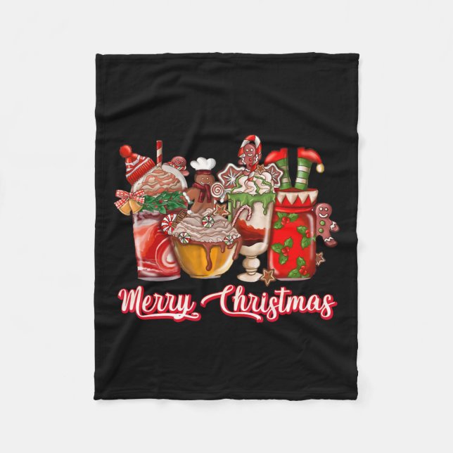 Gingerbröd Cookie-Kaffe koppar Latte Dri Fleecefilt (Framsidan)