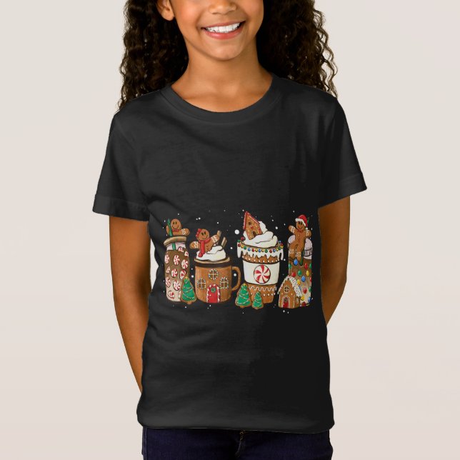 Gingerbröd Cookie-Kaffe koppar Latte Dri T Shirt (Framsida)