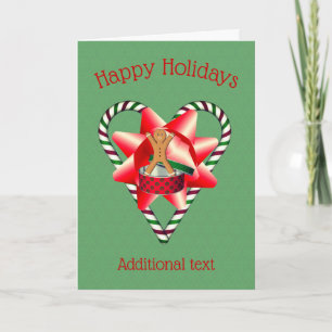 Gingerbröd Cookie Man Candy cane Heart Jul Helgkort