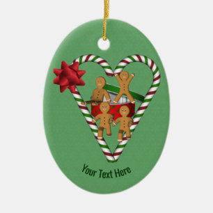 Gingerbröd Cookies Candy cane Heart Personlig Julgransprydnad Keramik