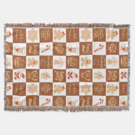 Gingerbröd Cookies Checkated Mönster Filt