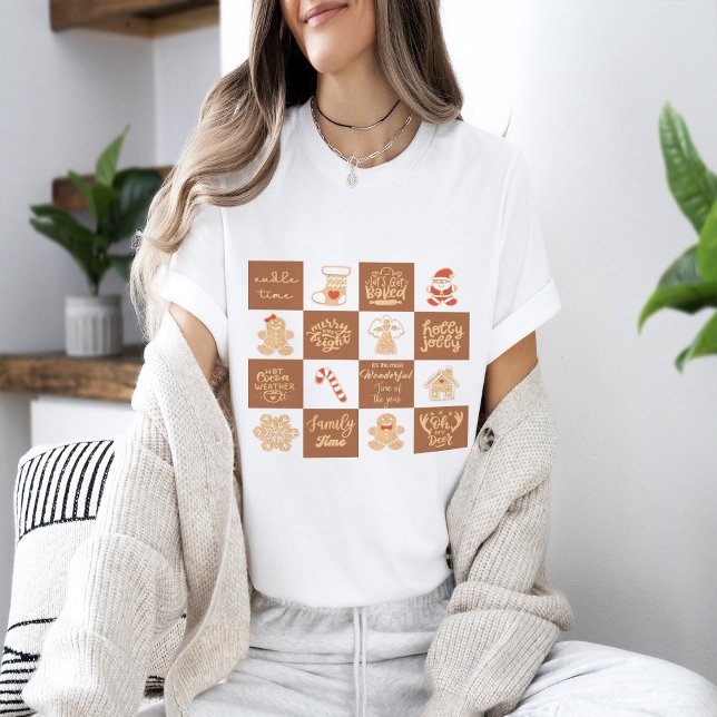 Gingerbröd Cookies Checkated Mönster T Shirt (Skapare uppladdad)