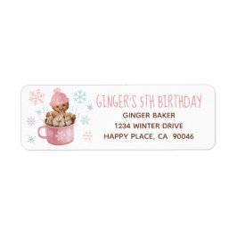 Gingerbröd Cookies & Cocoa Girl Winter Birthday Returadress Etikett