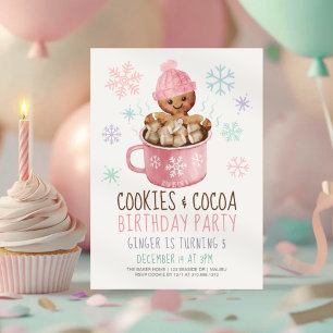 Gingerbröd Cookies & Cocoa Girl's Winter Birthday Inbjudningar