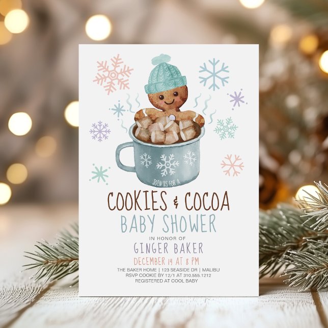 Gingerbröd Cookies & Cocoa Winter Boy Shower Inbjudningar (Skapare uppladdad)