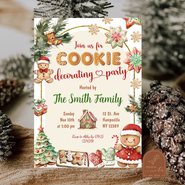 Gingerbröd Cookies Decorortering jul Party Inbjudningar (Skapare uppladdad)