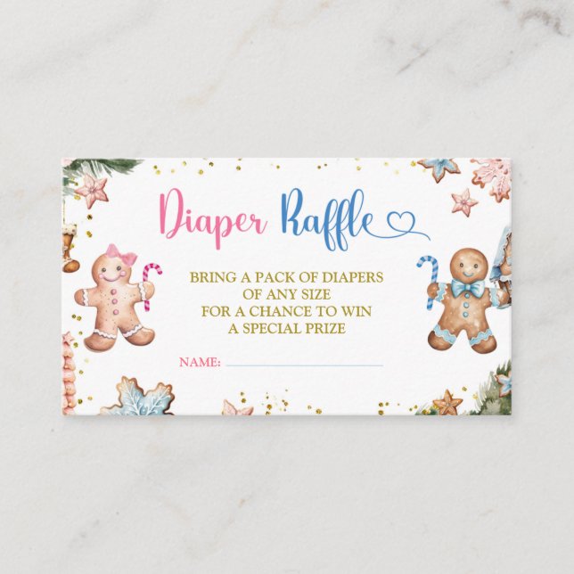 Gingerbröd Cookies Gender Reveal Diaper Raffle Tilläggskort (Framsida)