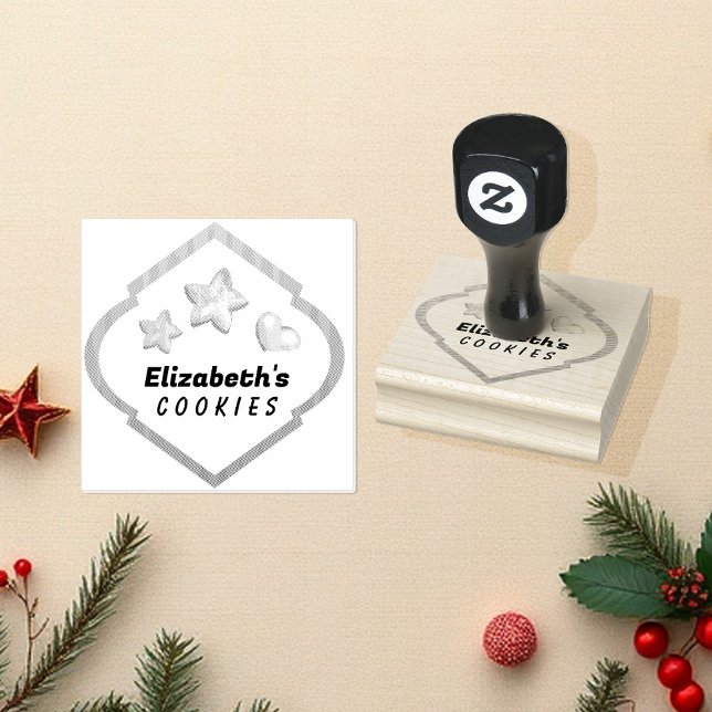 Gingerbröd Cookies Illustration Monogrammed Stämpel (Skapare uppladdad)