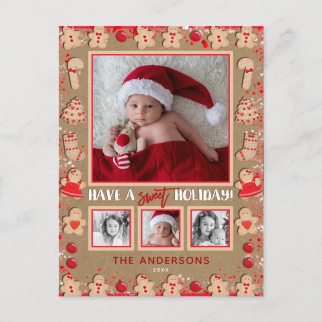 Gingerbröd Cookies jul 4 Photo Helgdag Helg Vykort (Framsida)