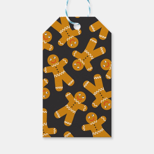 Gingerbröd Cookies på svart Presentetikett (Framsidan)