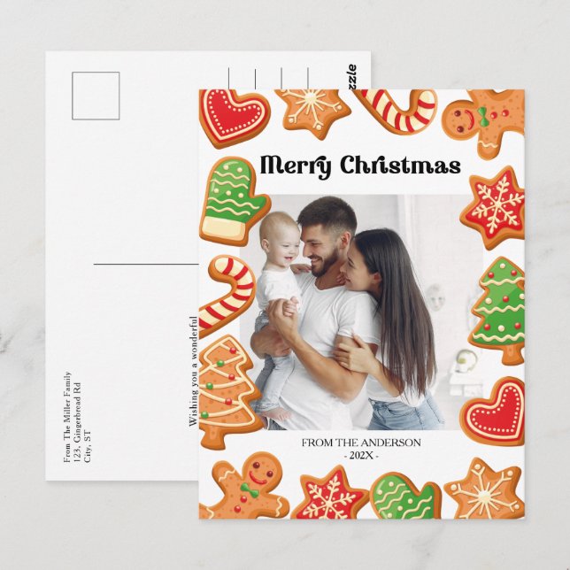 Gingerbröd Cookies Photo jul Vykort (Fram/baksida)