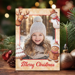 Gingerbröd Cookies Photo Ram Brown Background Julkort