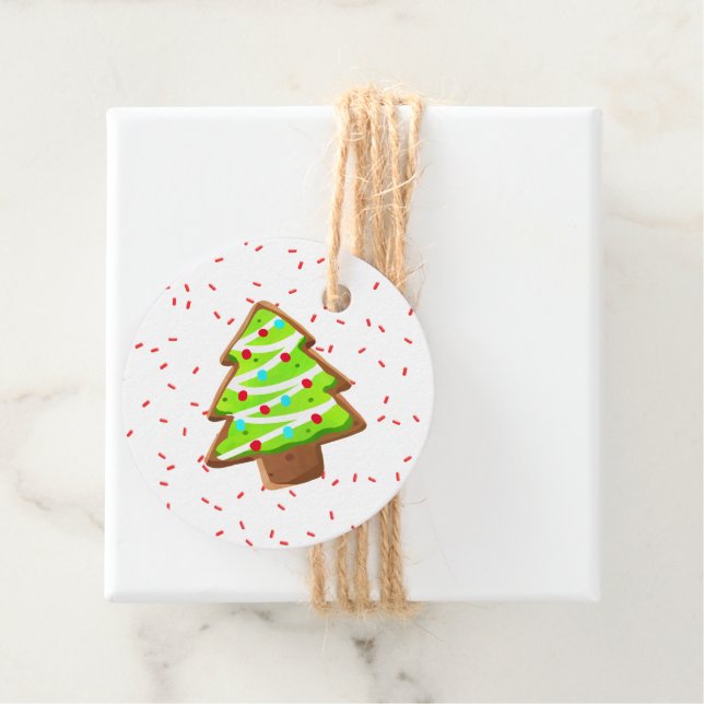 Gingerbröd Cookies Träd Sprinkles Kids Sweet Rolig Gåvor Etiketter (På plats)