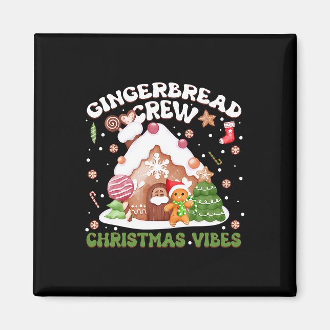 Gingerbröd Crew jul Vibes Gingerbröd Famil Magnet (Framsidan)