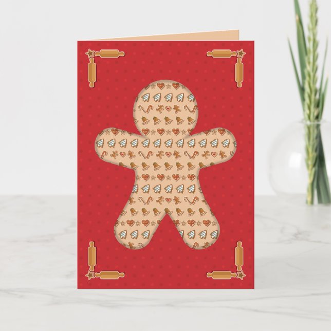 Gingerbröd Cutout Helgkort (Framsida)