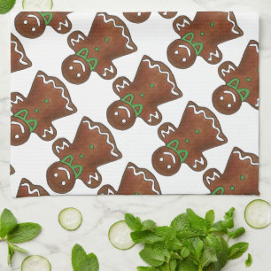 Gingerbröd Dam jul Cookie Helgdag Towel Kökshandduk