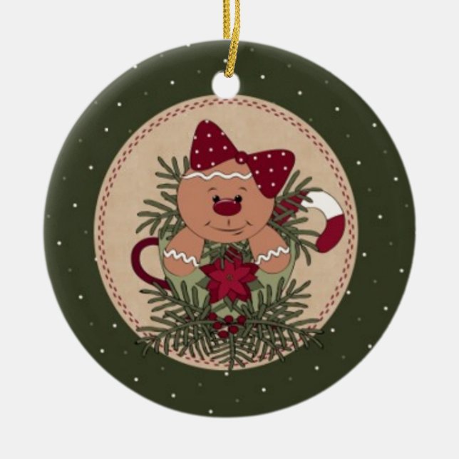 Gingerbröd Dam Mugg Arrangemang Julgransprydnad Keramik (Framsidan)