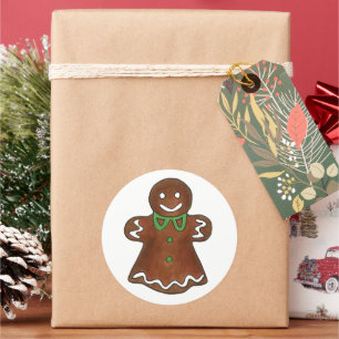 Gingerbröd Dam Woman jul-Helgdag Runt Klistermärke