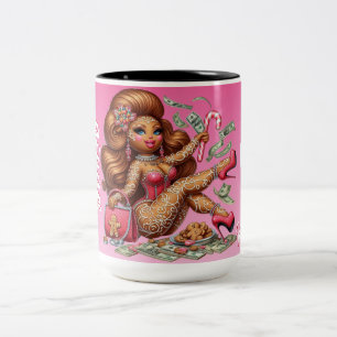 Gingerbröd Diva Funny Urban Rosa jul Två-Tonad Mugg