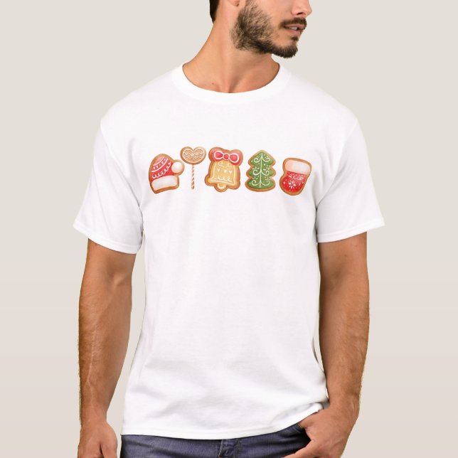 Gingerbröd Festive Coola Trendig jul T Shirt (Framsida)