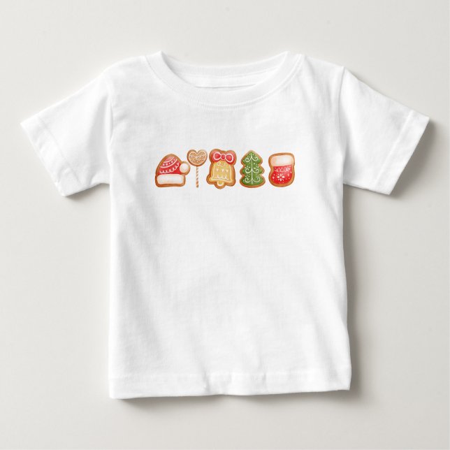 Gingerbröd Festive Coola Trendig jul T Shirt (Framsida)