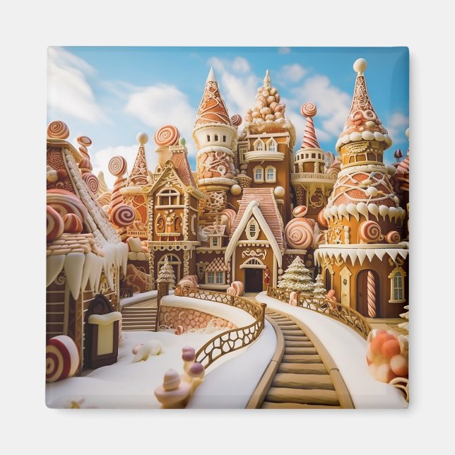 Gingerbröd Festive Winter Snö Land City Magnet (Framsidan)