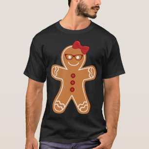 Gingerbröd Flickjul Cookie Cute Teacher Ner T Shirt