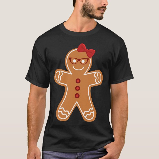 Gingerbröd Flickjul Cookie Cute Teacher Ner T Shirt (Framsida)