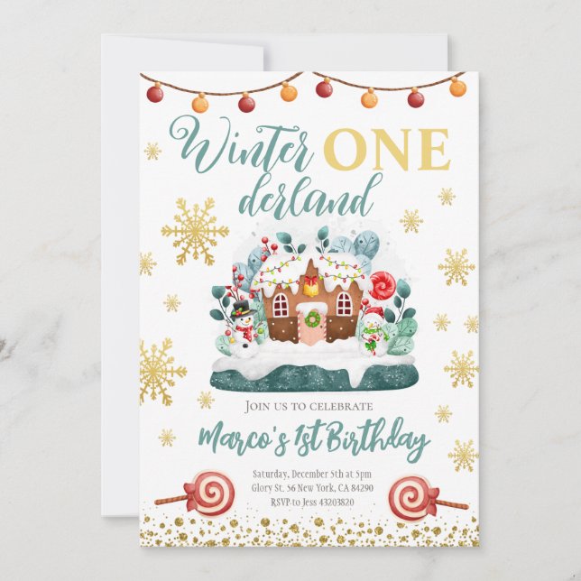 Gingerbröd Födelsedagsfest Inbjudan (Framsida)