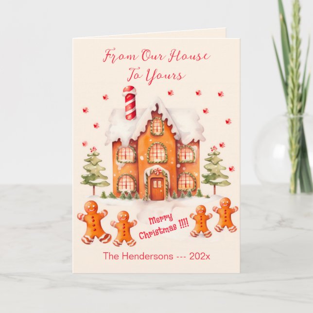 Gingerbröd från vårt hus julkort helgkort (Framsida)
