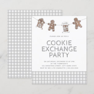 Gingerbröd Gingham Cookie Exchange Budget Inbjudan