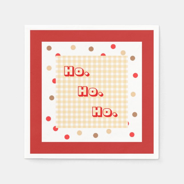 Gingerbröd Gingham och Dots Napkins Pappersservett (Framsidan)