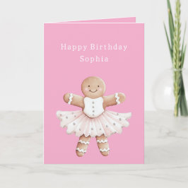 Gingerbröd Girl Ballerina Ballet Birthday Kort