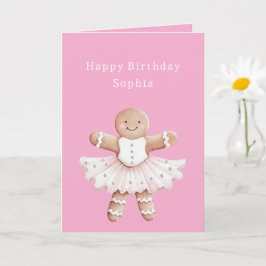 Gingerbröd Girl Ballerina Ballet Birthday Kort