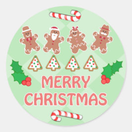 Gingerbröd God jul Cookies Stickers Runt Klistermärke