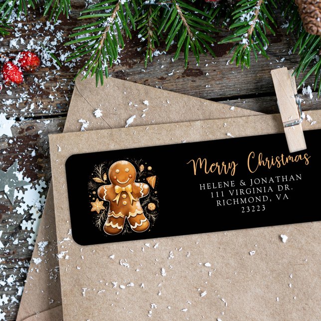 Gingerbröd God jul Returadress Returadress Etikett (Gingerbread Merry Christmas Return Address Label)