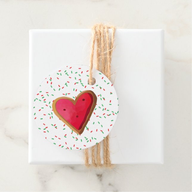 Gingerbröd Heart Cookie Sprinkles jul Kärlek Gåvor Etiketter (På plats)